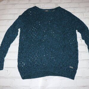 Women's Blue and green crocheted Eddie Bauer Crocheted sweater size XS